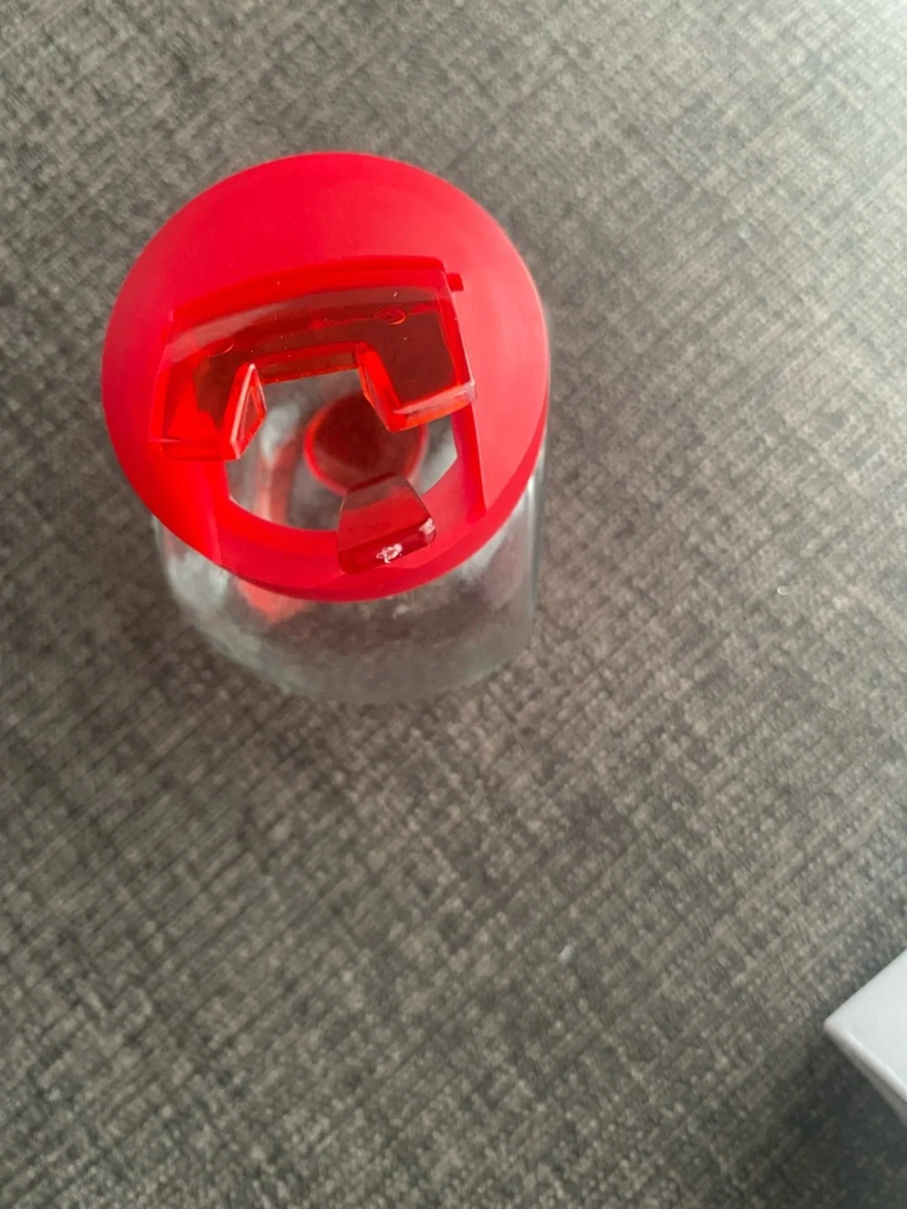 Clear Glass Honey Jar with Red Lid and Spoon